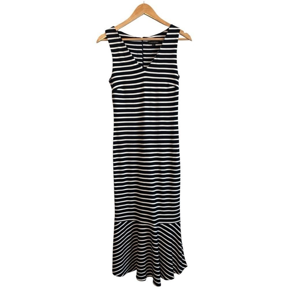 Banana Republic Stripe Ponte Midi Flounce Dress